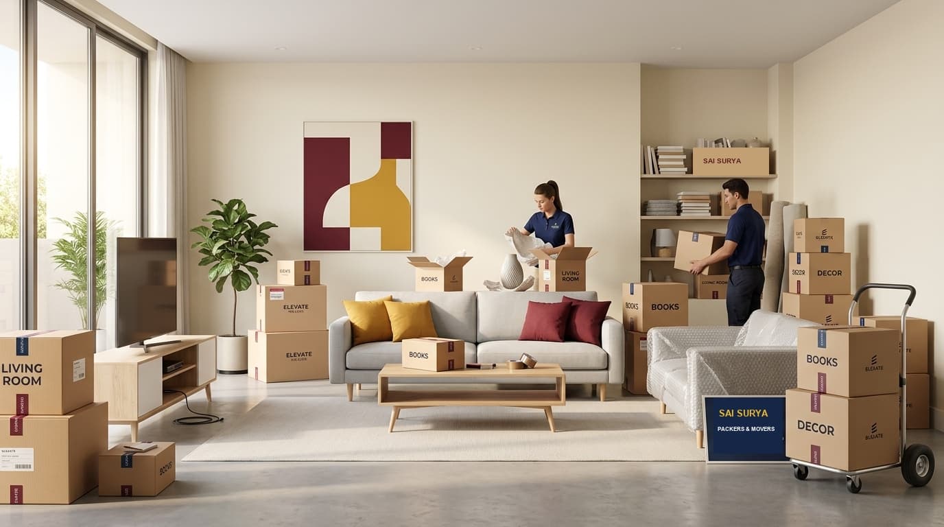 Movers carefully packing a home for relocation